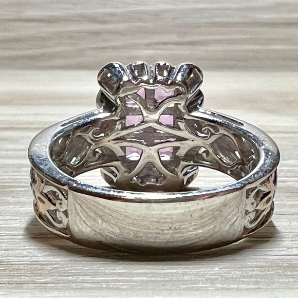 Gems En Vogue Sterling Silver 1.05ctw Pink Sapphire Cluster Ring, Size 8, 6g - Picture 4 of 10